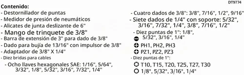 Vista 6 de Apollo Tools DT9774 - Juego de 56 herramientas compactas SAE en estuche con cremallera, juego de herramientas mecánicas pequeñas para emergencias