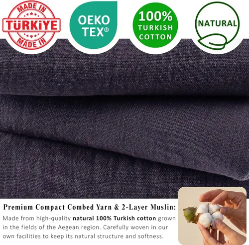 Vista 2 de PÜSKÜL - Toalla de baño de muselina de gran tamaño de 2 piezas para adultos, toallas de baño extra grandes de 35 x 70 pulgadas, 100% algodón turco