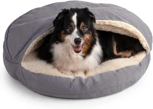 Vista 17 de Snoozer Cama de lujo de microsuede acogedora estilo cueva para mascotas, pequeña, antracita