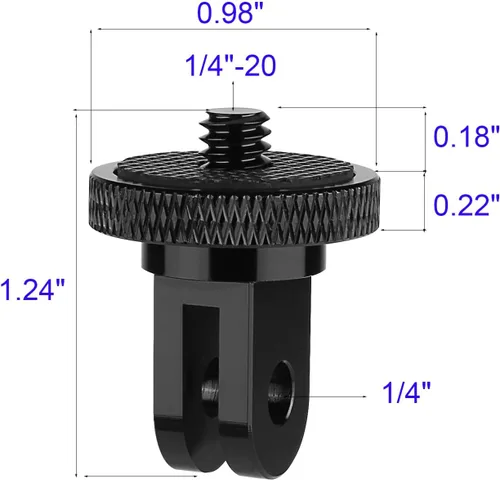 Vista 9 de Paquete de 6 adaptadores de trípode de cámara de aluminio de 1/4 "-20, compatible con cámaras de acción GoPro e Insta360, adaptador de montaje