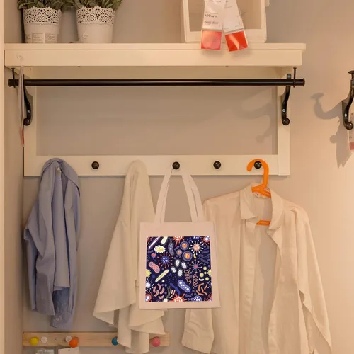 Vista 3 de LEVLO Bolsa de compras para bacterias de microbiología, ciencia, arte, biólogo, reutilizable, bolsa de mano, regalo para profesor