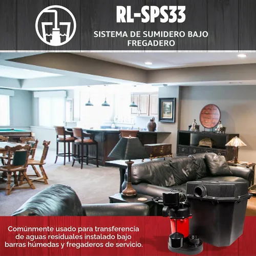 Vista 6 de Red Lion SPS33, 115V, 1/3 HP, 3200 GPH Kit de bomba de sumidero y lavabo