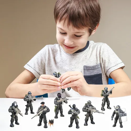 Vista 2 de MEIEST SWAT - Juego de 8 figuras de acción de policía urbana con múltiples accesorios de armas militares, juego de recuerdos de fiesta