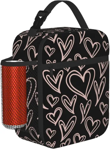 Vista 8 de Lonchera de camuflaje de camuflaje blanco y negro para adolescentes, niñas, niños, hombres y mujeres, bolsa de almuerzo portátil, lonchera aislada