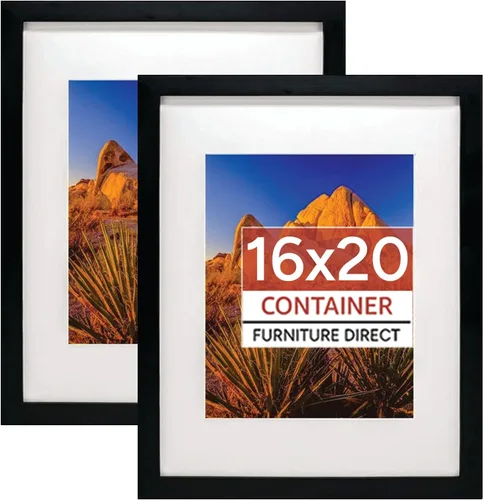 Vista 13 de Container Furniture Direct Marcos de fotos colgantes de 11 x 14 pulgadas para pared con plexiglás y doble colgador de montaje para formatos Negro