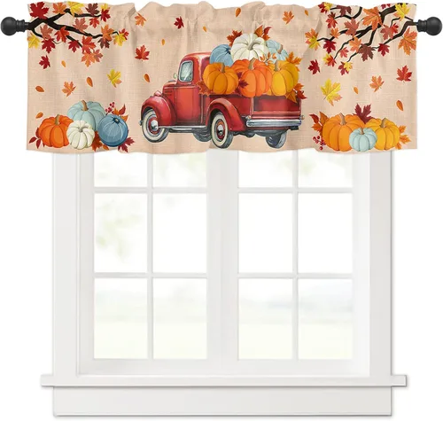 Vista 8 de [Usado] Cortinas de cocina de Halloween para ventanas, cenefas moradas de fantasma, mansión encantada para cafetería, baño, sala de estar, 1 panel