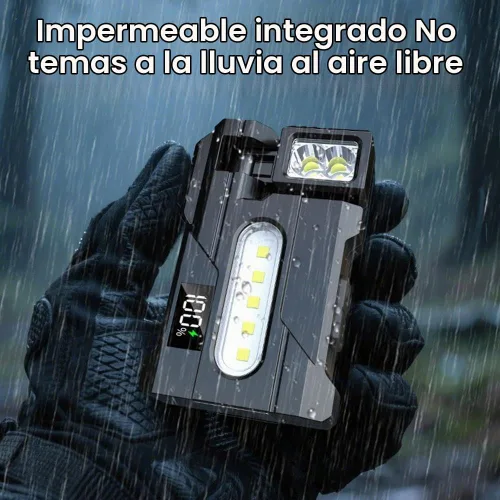 Vista 5 de Mini linterna de 1200 lúmenes, súper brillante, 3 modos, mini linternas planas de bolsillo LED, recargable, portátil, ABS, pequeña luz LED doble