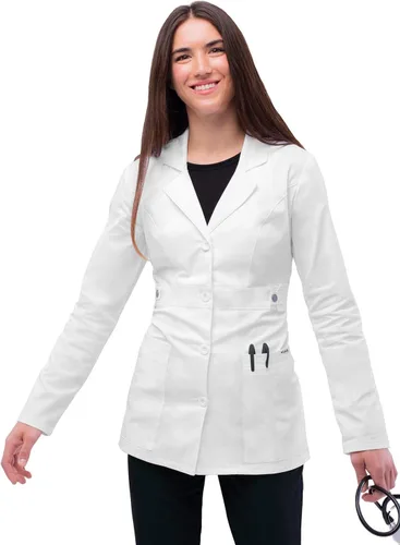 Vista 5 de Adar - Abrigo de laboratorio elástico universal para mujer, 28 pulgadas, cintura con pestañas