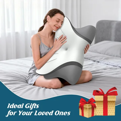 Vista 8 de Almohada cervical para el cuello para aliviar el dolor, almohadas de cama para dormir, almohada de enfriamiento ergonómica, almohada ortopédica
