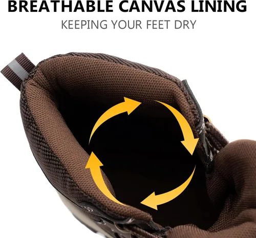 Vista 5 de Botas impermeables de trabajo para mujer, botas de senderismo tácticas de invierno, nieve, botas de combate, camping, caminar, botas antideslizantes