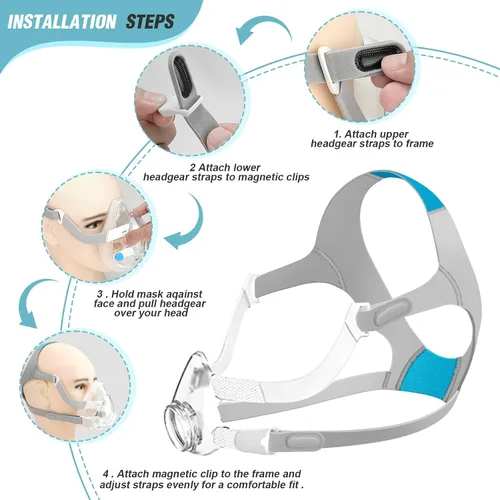 Vista 4 de Protector de cabeza de repuesto para máscara N20 – Suministros de casco compatibles con correa N20 incluidos, 2 clips magnéticos, talla única