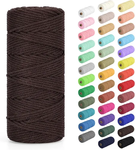 Vista 9 de Cuerda de macramé de 0.079 in x 220 yardas (656 pies), cuerda de algodón natural para colgar en la pared, ganchos de plantas, manualidades Verde