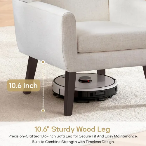 Vista 6 de HUIMO Silla de Acento para Sala de Estar, Sillón Tapizado con Botones Capitoné, Sillas de Sofá de Tela de Lino para Dormitorio, Sala de Estar, Silla