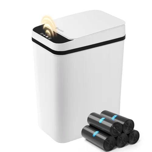 Vista 12 de FRESHLIX Cubo de basura para baño, 2.6 galones, con sensor de movimiento automático, sin contacto, impermeable, con tapa, cubo de basura pequeño