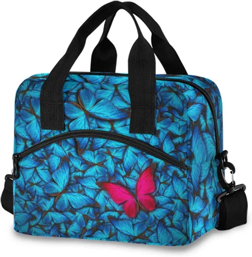 Vista 18 de Lonchera con estampado azteca, lonchera de gran capacidad para hombres y mujeres, bolsa cruzada aislada para el almuerzo reutilizable