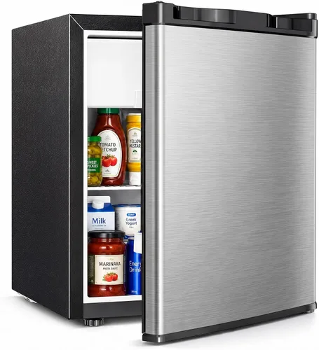 Vista 10 de Antarctic Star Mini refrigerador compacto con puerta reversible individual, estante de alambre, botón de descongelación
