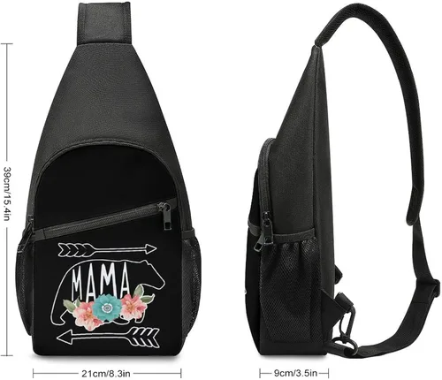 Vista 2 de Mama Bear - Mochila cruzada para el hombro, mochila de viaje, senderismo, mochila casual para el pecho para mujeres y hombres, talla única