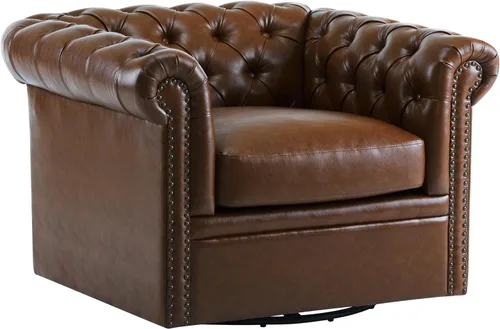 Vista 10 de Christopher Knight Home Oakley Chesterfield - Silla tapizada de piel sintética, sofá giratorio de 360° con botones, sofá de sala de estar, sofá