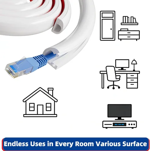 Vista 6 de Esufeir - Cubierta lateral para cable de 39 pulgadas, para 1 cable, W0.55× H0.39 Adhesive Cord Hider for Wall Mount Tv, Wire Channel for Cable
