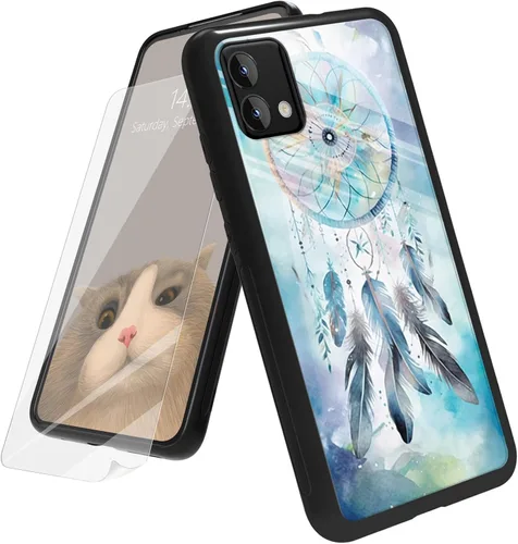 Vista 31 de Funda para Motorola Moto G Play 4G 2024 con protector de pantalla, parte trasera de vidrio templado + funda de silicona suave TPU absorción