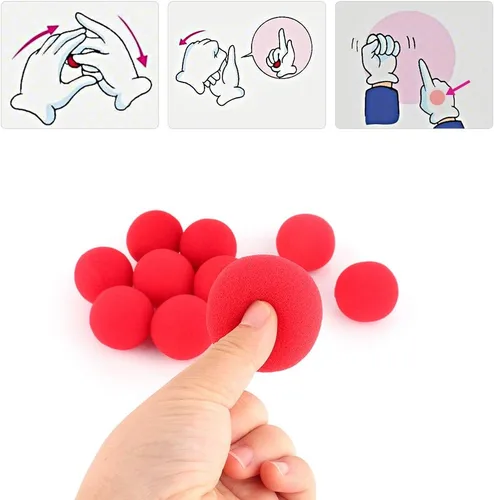 Vista 2 de Oumefar Juego de bolas mágicas mágicas suaves y rojas, bola de esponja pequeña, accesorios de truco, bolas hinchables, bola de esponja de EVA suave
