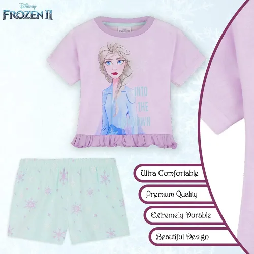 Vista 4 de Disney Conjunto de pijama para niñas, ropa de dormir de verano de La Bella y la Bestia, Rey León, Princesa, Stitch PJs de 2 piezas