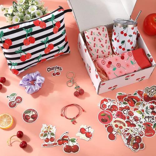 Vista 4 de Landical - Juego de regalo de 59 piezas de cereza rosa para mujer
