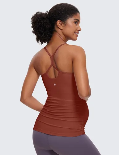 Vista 2 de CRZ YOGA Butterluxe - Camiseta sin mangas de maternidad con espalda en Y para mujer, fruncida, básica, sin mangas, atlética, para yoga