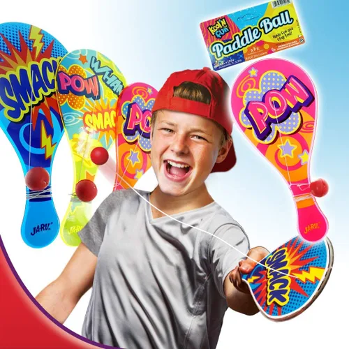 Vista 4 de Kool N' Fun - Bola de remo de plástico con cuerda adjunta (1 pala) por JARU. Juguetes clásicos retro para niños y adultos, niños y niñas. Juego