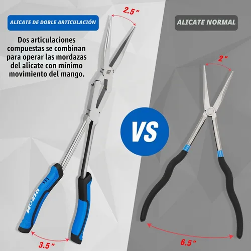 Vista 4 de Rizom Juego de alicates de largo alcance de 3 piezas, alicates de punta de aguja larga de doble articulación de 13 pulgadas, alicates de punta