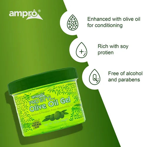Vista 5 de AmPro Pro Styl Protein Styling Gel – Hidrata y define hebras – Ayuda a proteger e hidratar, doma y añade brillo sin pesar peldaños – Libre