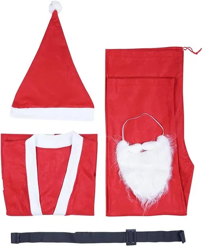 Vista 2 de FantastCostumes Conjunto de disfraces de Papá Noel de Navidad para hombre, color rojo