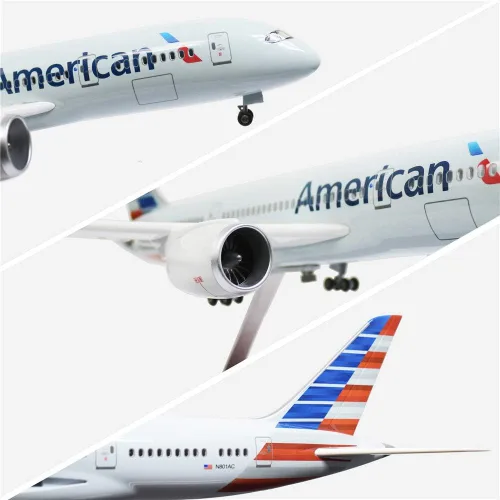 Vista 5 de Modelo a escala 1:130 de 24 horas, modelo de avión a escala 1:130, modelo de avión, estatua de avión, modelo de avión fundido a troquel con luz LED