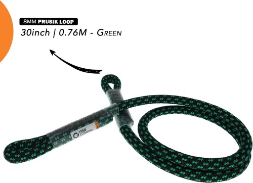 Vista 5 de GM CLIMBING 8mm (5/16") Prusik Swen Ojo a Ojo Precosido 30 pulgadas / 45 pulgadas