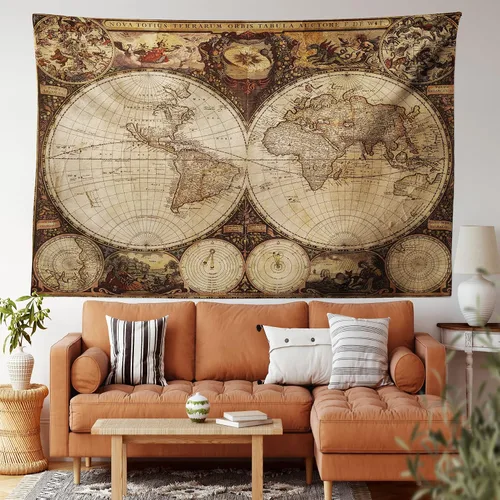 Vista 134 de Ambesonne Tapiz verde, fases lunares alrededor de un árbol de la vida, impresión de diseño bohemio de astrología nocturna, decoración de tela