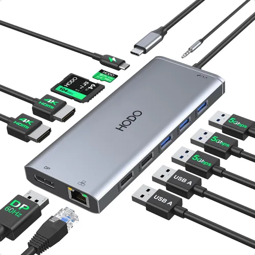 Vista 14 de Adaptador Hub USB C para MacBook Pro Air 2025-2018, Adaptador Multipuerto para Mac para MacBook 13" 15" 16", Accesorios Hub para Mac 8 en 2 con HDMI