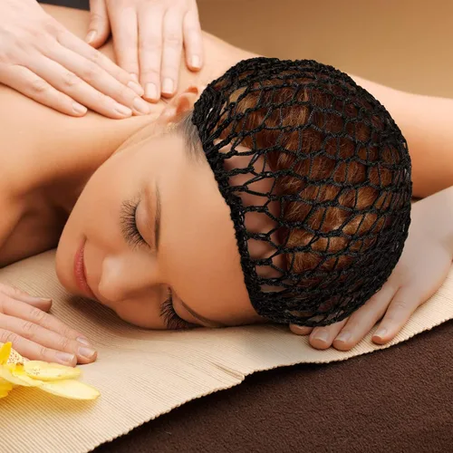 Vista 3 de Diadema para el cabello, 12 piezas de malla para el cabello, gorras de rayón para dormir, red de ganchillo para el cabello, adornos para el cabello