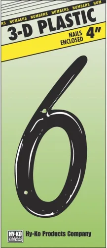 Vista 17 de Hy-Ko Número clásico de plástico reflectante negro de 4 pulgadas, números elevados modernos para casa exterior, marcado cómodo y duradero