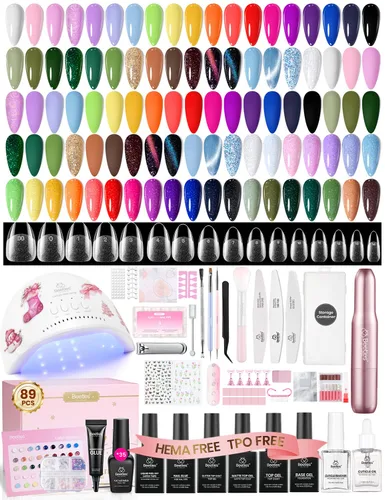 Vista 26 de Beetles - Kit de esmalte de uñas de gel con luz UV, 54 piezas, 32 colores A - Multicolor-32-54