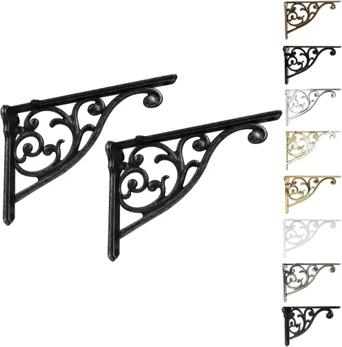 Vista 41 de Soportes de estante de 4 pulgadas, paquete de 4 soportes de pared de latón antiguo de alta resistencia, estantes decorativos de cocina victoriana