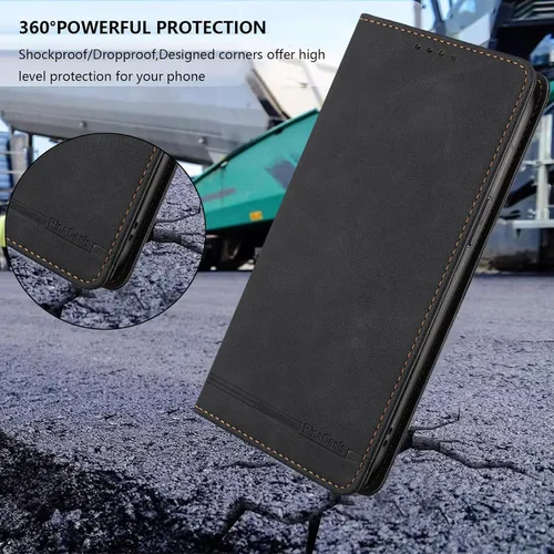Vista 5 de Funda para teléfono compatible con Blackview Oscal Flat 1c 【Bloqueo RFID】【Soporte para tarjetas con cierre magnético】 Funda negra