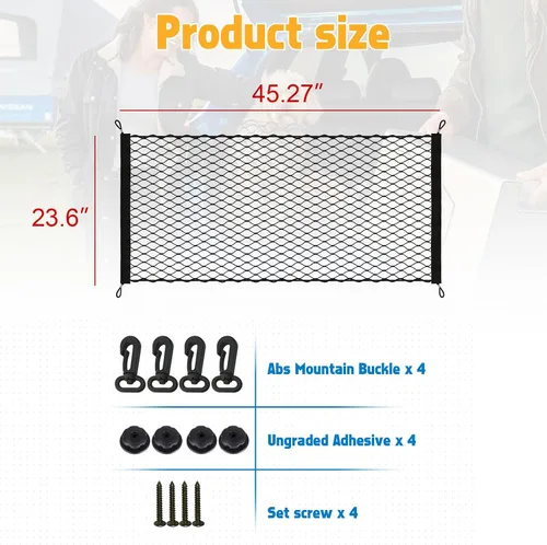 Vista 2 de x xotic tech 1 bolsa de red elástica de una sola capa para camiones de carga con gancho accesorios interiores ajuste universal para la mayoría