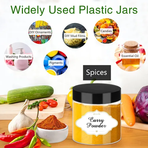 Vista 39 de PeacePeo Tarros de plástico con tapas, recipientes de slime de 4 onzas, 72 frascos de plástico transparente vacíos, recipientes de cosméticos
