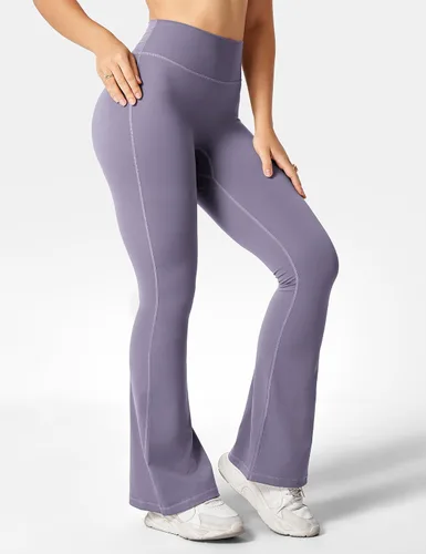 Vista 3 de YEOREO Leggings acampanados para mujer, pantalones de yoga Lynnie Bell Bottom de cintura alta, control de abdomen, leggings de entrenamiento
