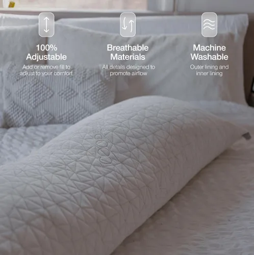 Vista 5 de Coop Home Goods, almohadilla de cuerpo total con espuma de memoria desmenuzable ajustable, perfecta para abrazar y acurrucarse, lavable, 20 x 54
