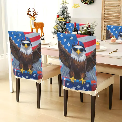 Vista 4 de 4th of July Independence Day Brown Bird Decorative Covers for Chairs for Festivals (Easter, Graduation, etc.) Anti-Dust Stool Covers Cover