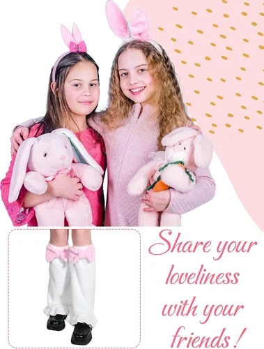 Vista 7 de Kawaii Leg Warmer Fuzzy Fluffy Socks with Bow Cartoon Cosplay Leg Warmer Over the Knee Socks for Women Girls