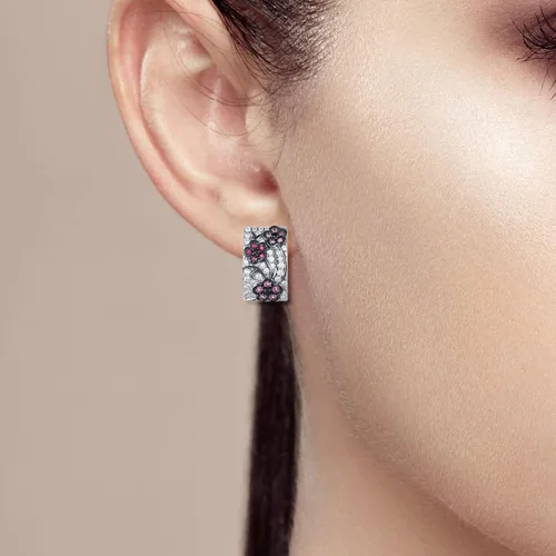 Vista 4 de Santuzza Aretes colgantes de plata de ley 925 con circonita cúbica para mujer