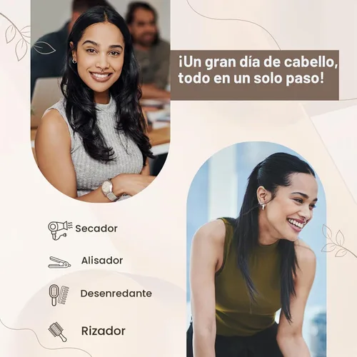 Vista 7 de Plancha plana de 110-120 V con cepillo calentado para alisar el cabello, secador de cepillo de soplado de un solo paso para cabello negro, cepillo