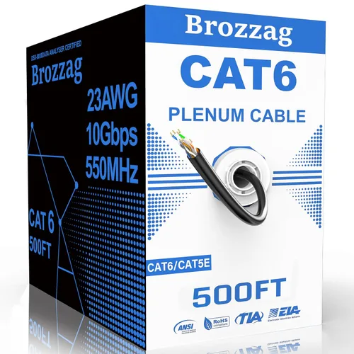 Vista 32 de Cable Ethernet de 20 pies para Cat6/Cat5E, 10 Gbps compatible con Cat8/Cat7, cable de red 24AWG para interiores y exteriores, entierro directo Negro